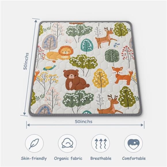 Baby Play Mat 50" X 50" Playpen Mat Waterproof Baby Floor Mat Non-Slip - Picture 2 of 7